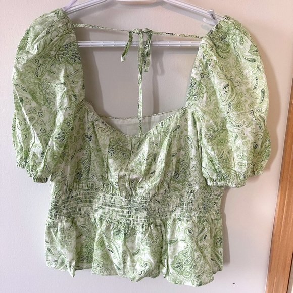 Paisley balloon sleeve cropped top - Picture 2 of 2